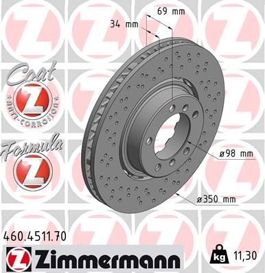 [460.4511.70] FRONT DISC RH 350MM ZIMMERMANN PORSCHE