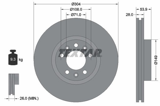 [92287203] FRONT DISC TEXTAR PSA