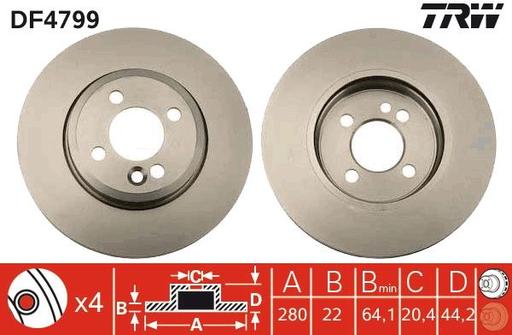 [DF4799] BRAKE DISC FRONT 280MM TRW MINI