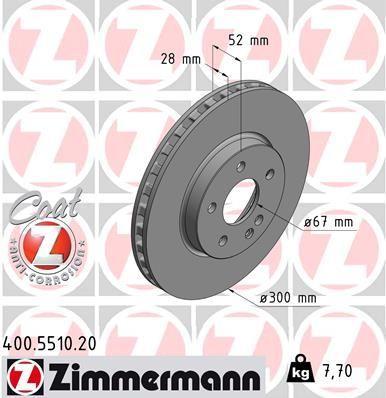 [400.5510.20] BRAKE DISC FRONT 300MM ZIMMERMANN MERC