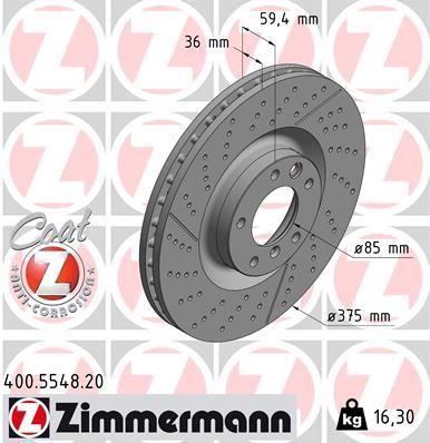 [400.5548.20] BRAKE DISC FRONT 375MM ZIMMERMANN MERC
