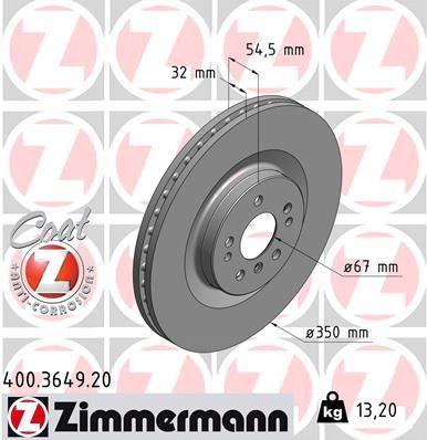 [400.3649.20] BRAKE DISC FRONT 350MM ZIMMERMANN MERC
