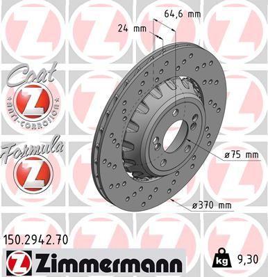 [150.2942.70] BRAKE DISC REAR LH 370MM ZIMMERMANN BMW