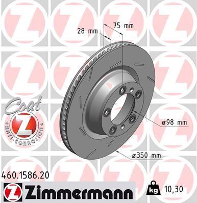 [460.1586.20] BRAKE DISC REAR LH 350MM ZIMMERMANN PORSCHE
