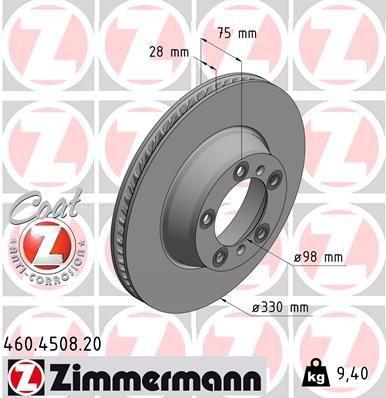 [460.4508.20] BRAKE DISC REAR 330MM LH ZIMMERMANN PORSCHE