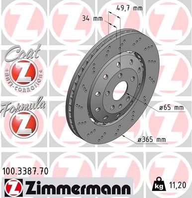 [100.3387.70] FRONT DISC ZIMMERMANN VAG