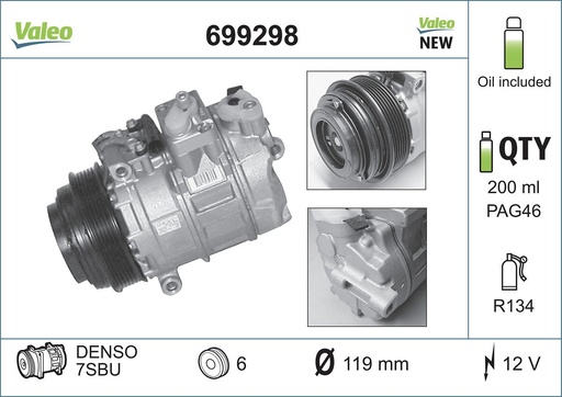 [699298] A/C COMPRESSOR VALEO MERC