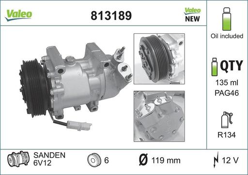 [813189] A/C COMPRESSOR VALEO PSA