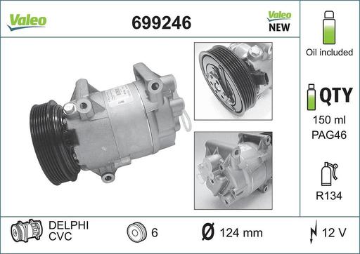 [699246] A/C COMPRESSOR VALEO PSA
