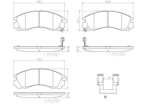 [P54017N] BRAKE PADS FRONT BREMBO CERAMIC MITSUBISHI