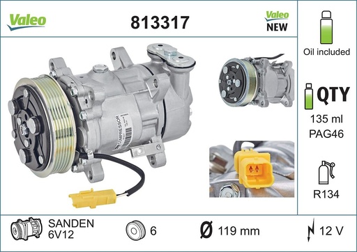 [813317] A/C COMPRESSOR VALEO PSA