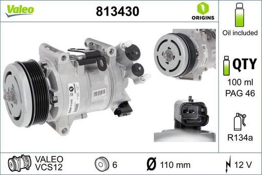 [813430] A/C COMPRESSOR VALEO PSA