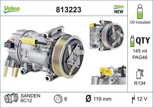 [813223] A/C COMPRESSOR VALEO PSA