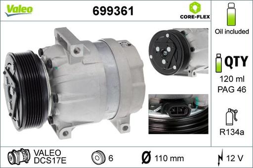 [699361] A/C COMPRESSOR VALEO RENAULT