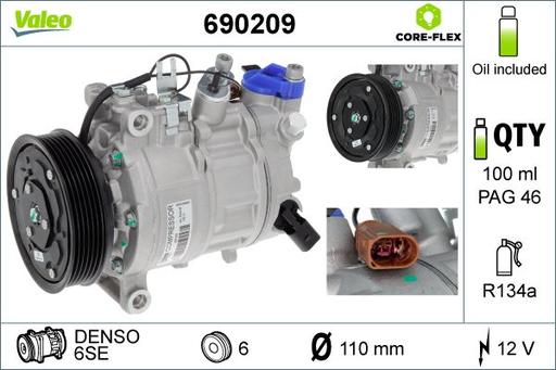 [690209] A/C COMPRESSOR VALEO VAG