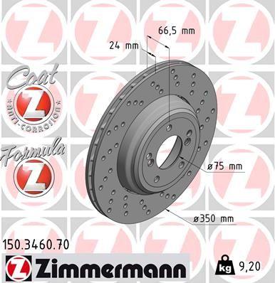 [150.3460.70] BRAKE DISC REAR RH 350MM ZIMMERMANN BMW