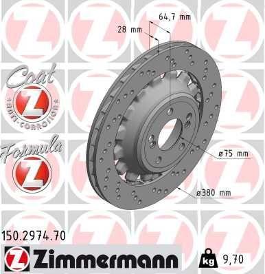 [150.2974.70] BRAKE DISC REAR RH 380MM ZIMMERMANN BMW