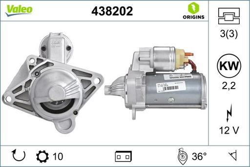 [438202] STARTER MOTOR VALEO RENAULT