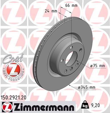 [150.2921.20] BRAKE DISC REAR 345MM ZIMMERMANN BMW (SINGLE CAST)