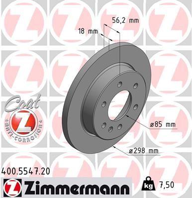 [400.5547.20] BRAKE DISC REAR 298MM ZIMMERMANN MERC