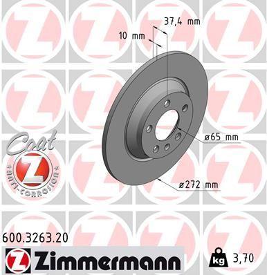 [600.3263.20] BRAKE DISC REAR 272MM ZIMMERMANN VAG
