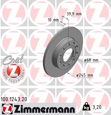 [100.1243.20] REAR DISC ZIMMERMANN VAG