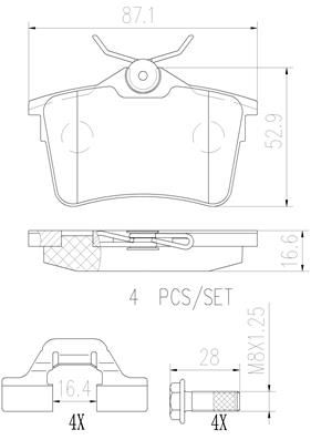 [P61084N] REAR PADS BREMBO CERAMIC PSA