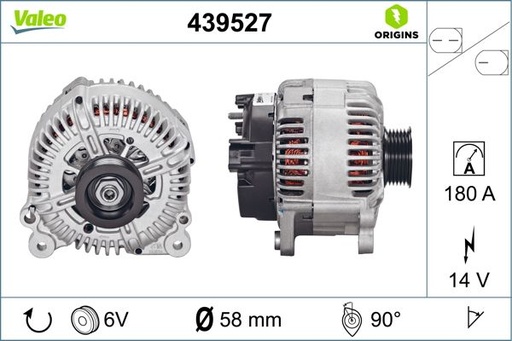 [439527] ALTERNATOR 14V 180A VALEO VAG