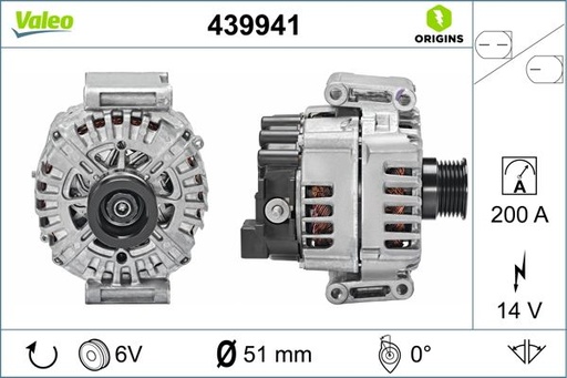 [439941] ALTERNATOR 14V 200A VALEO MERC