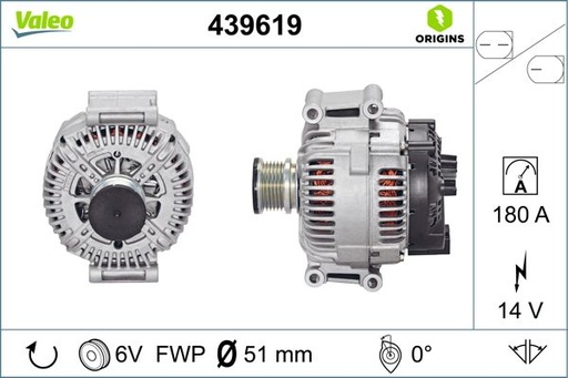 [439619] ALTERNATOR 180AMP VALEO MERC