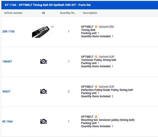[KT1746] TIMING BELT KIT OPTIBELT LAND ROVER