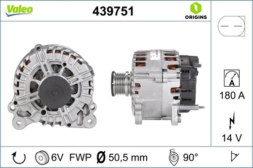 [439751] ALTERNATOR 180A VALEO VAG