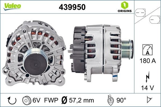 [439950] ALTERNATOR 14V 180AMP VALEO VAG