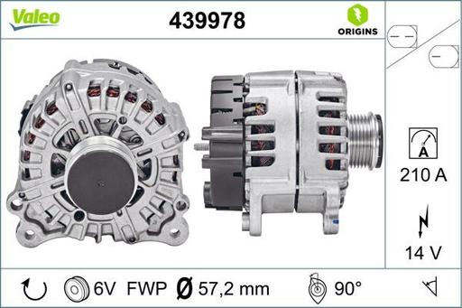 [439978] ALTERNATOR 14V 210AMP VALEO VAG