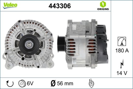 [443306] ALTERNATOR VALEO VAG 14V 180A