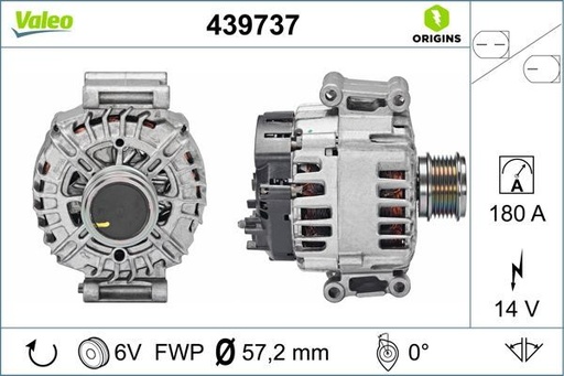[439737] ALTERNATOR VALEO VAG 14V 180A
