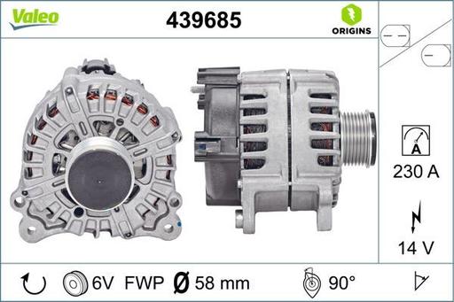 [439685] ALTERNATOR VALEO VAG 14V 230A