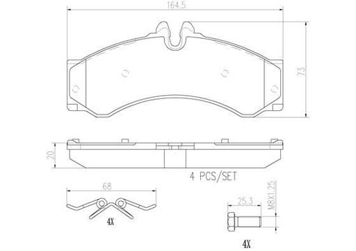 [P50028N] BRAKE PADS FRONT REAR BREMBO CERAMIC MERC VAG