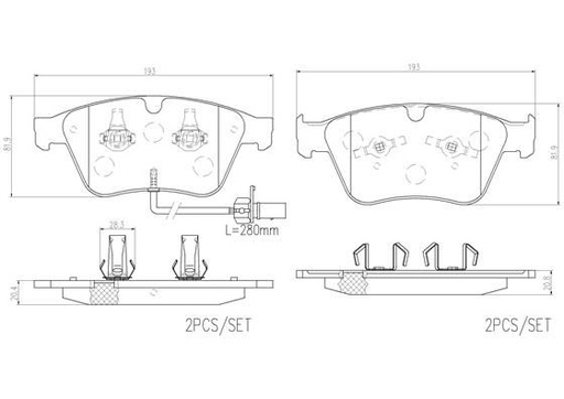 [P05003N] FRONT PADS W/SENSOR BREMBO CERAMIC BENTLEY