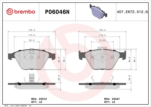 [P06046N] FRONT PADS BREMBO CERAMIC BMW