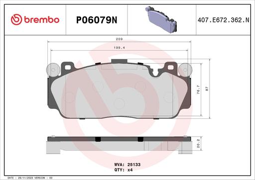 [P06079N] BRAKE PADS FRONT BREMBO CERAMIC BMW
