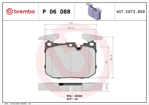 [P06088] BRAKE PADS FRONT BREMBO BMW