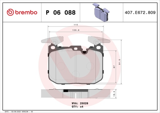 [P06088] FRONT PADS BREMBO BMW