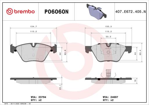 [P06060N] BRAKE PADS FRONT BREMBO CERAMIC BMW