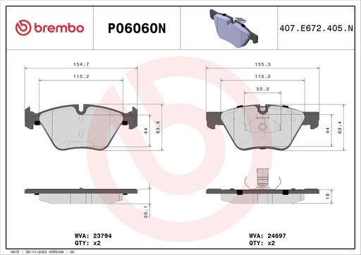 [P06060N] FRONT PADS BREMBO CERAMIC BMW