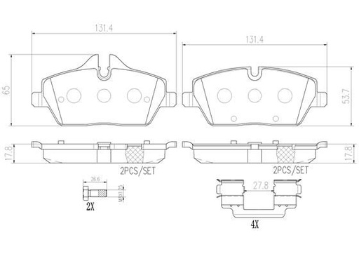 [P06034N] BRAKE PADS FRONT BREMBO CERAMIC BMW MINI