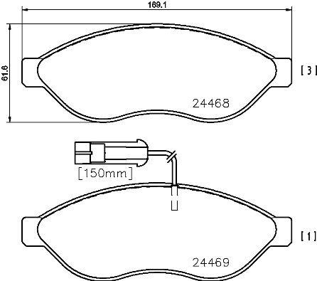 [P61092] BRAKE PADS FRONT BREMBO FIAT