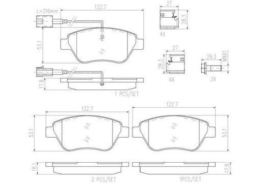 [P23108N] BRAKE PADS FRONT BREMBO CERAMIC FIAT ALFA