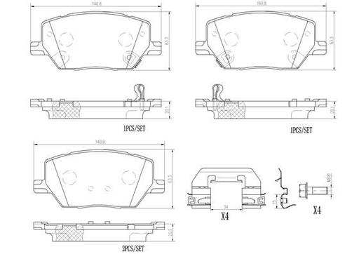 [P23164N] BRAKE PADS FRONT BREMBO CERAMIC FIAT JEEP