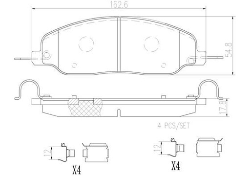 [P24121N] FRONT PADS BREMBO CERAMIC FORD